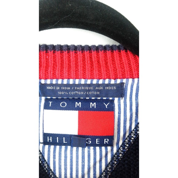 TOMMY HILFIGER Sweater Vintage Crest Men's L Navy Blue Crewneck Preppy Classic - Picture 5 of 10
